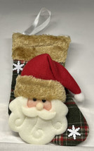 Santa Claus Mini Christmas Stocking 3D 8&quot; Faux Fur Gift Xmas Tree Hanging Decor - £3.99 GBP