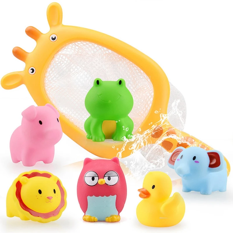 Kids Bath Water Play Duck Shark Fishing Net Toy Set Baby Bathroom Bathtub Pool - £14.69 GBP