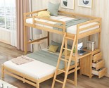 Twin Over Full Bunk Bed With 3 Storage Drawer, L Shaped Wood Bunkbeds Fr... - $889.99