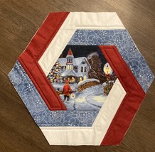 January Snowy Stroll Hexagon Quilted Table Topper - Evening Elegance - $25.00