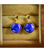 Lapis Lazuli Earrings for Women Round Earrings Gold-Plated Sterling Silver - $161.38 CAD