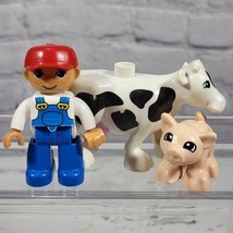 Lego Duplo Figures Lot of 3 Farmer Pig Cow  - $14.84