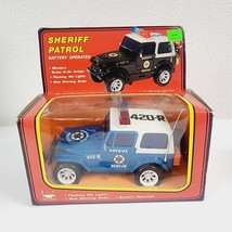 Blue 1980 New Bright Sheriff Patrol Battery Operated Jeep Lights Siren - £44.01 GBP