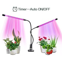 LED Grow lights dual head plant growing lamp dimmable timer clip on red ... - £23.53 GBP