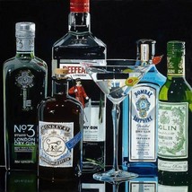 Thomas Stiltz &quot;Dry Martini&quot; Gin Liquor Bottles Giclee Canvas hand signed/# COA - £759.03 GBP