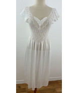 Vintage Cinema Etoile Women&#39;s S Nightgown Stretch Lace Bodice Nylon Gown... - $42.08