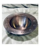 Vintage Heavy Pewter 7&quot; Bowl w/ Geometric Circular Symbol Patterned Rim - $27.30 CAD