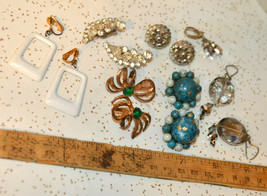 Vintage jewelry lot clip Earrings leverback enamel drop dangle rhineston... - £30.92 GBP