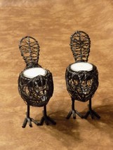 Lot Of 2 Black Metal Birds Wired Design Tealight Candle Holder Decor - £23.35 GBP