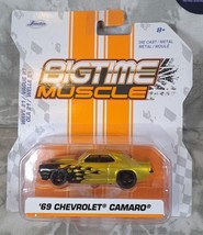 2020 1/64 Jada Toys Bigtime Muscle '69 Chevrolet Camaro Gold with Black Flames - $8.60