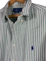 Ralph Lauren Size 17 1/2 Mens Shirt Button Down Classic Fit Green White ... - £36.34 GBP