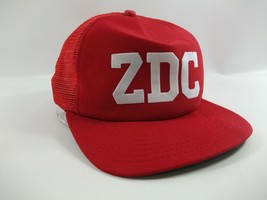 Z D C Letters Initials Hat Vintage New Era Red Snapback Trucker Cap Made USA - £12.23 GBP