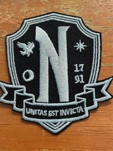 Wednesday Nevermore Academy Iron On Patch Silver Prop Movie Replica Bam ... - $12.19