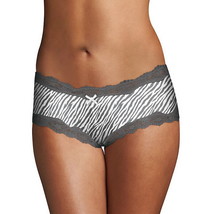 Maidenform Women’s Cheeky Scalloped Lace Hipster Gray/White Zebra Stripe L/7 NWT - £7.01 GBP