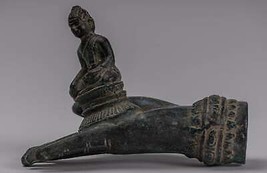 Debout Ancien Khmer Style Bronze Main &amp; Bouddha - 12cm/5 &quot; - £173.60 GBP