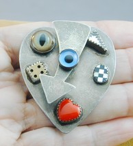 FAB Artisan Signed Sterling Techno Romantic Pin Heart Arrow Eye Dice Moves - £188.13 GBP