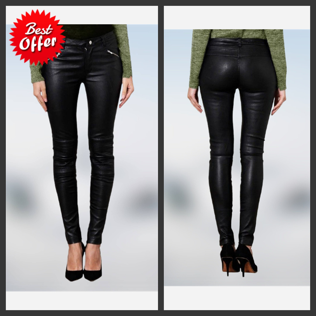 Women&#39;s Leather Pants Genuine Lambskin Leather Party Skinny Legging Trou... - $117.50