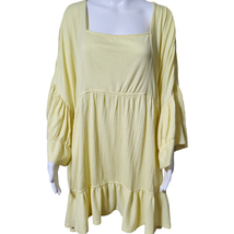 Free People Beach Beach El Mar Mini Dress Small Yellow Oversized Boho - $33.48