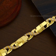 22K Yellow gold Men&#39;s Bracelet Beautifully handcrafted diamond cut design 208 - £3,240.62 GBP+
