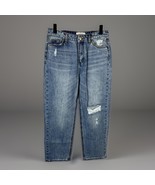 Anthropologie EVIDNT MALIBU Girlfriend Size 26 Blue Denim Shredded Hems ... - $40.69 CAD