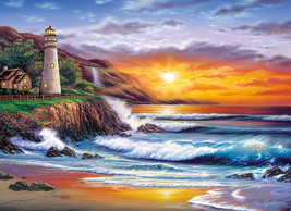 FRAMED CANVAS ART PRINT giclee seaside lighthouse sunset beach ocean waterfall - £31.57 GBP+