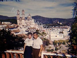 1955 Taxco view from Hillside Santa Prisca Mexico Red Kodachrome 35mm Slide - £4.28 GBP