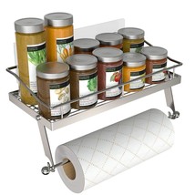 Paper Towel Holder With Shelf, Adhesive Wall Mount Paper Towel Holder For Kitche - $33.99