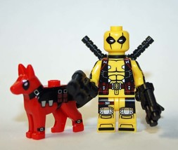 1 Deadpool Yellow with Dog Marvel Comic Superhero Minifigure Block Toys - £6.87 GBP