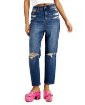 MSRP $44 Tinseltown Juniors&#39; Curvy Distressed Loose Mom Jeans Blue Size 11 - £21.43 GBP