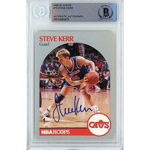 Steve Kerr Cleveland Cavaliers Auto 1990 NBA Hoops Autographed On-Card Beckett - £100.81 GBP