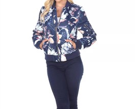 White Mark Floral Bomber Jacket Navy - $748.86 MXN