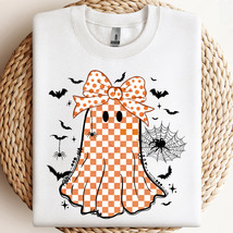 Boo Ghost Halloween Checkered PNG Design, Coquette Bow PNG, Spooky Vibes... - $2.50