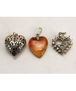 Lot of 3 Assorted Small Heart Pendants, Vintage Fashion Jewelry #JWL-425 - $26.82 CAD