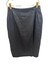 Valerie Stevens Black Pure Linen Wrap Pencil Skirt, Size 6 - $14.02 CAD