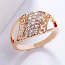 LUALA White Color Cubic Zirconia Unique Ring for Women 585 Rose Gold Geometric F - £6.75 GBP