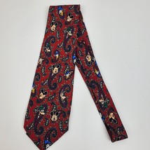 Vintage Disney Unlimited Mickey Donald Maroon Necktie Tie 58&quot; L 3.75&quot; W Paisley - £13.69 GBP