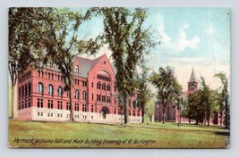 Williams Hall University of Vermont Burlington VT 1908 DB Postcard P14 - £3.07 GBP