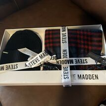 Steve Madden Woman’s Hat and Scarf Gift Set red /black Plaid new - $68.31