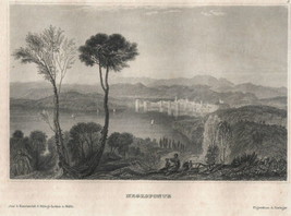 Negroponte Antique Print 1837 Greece Meyer Veduta - $69.49