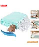 Turkish Oversized Sandproof Quick Dry Beach Towel in Thinner Aqua - $21.73