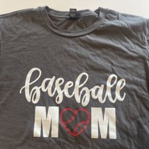 Baseball MOM T-shirt women Sz L Dark Gray Little League School Heart Han... - £9.90 GBP