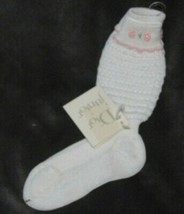 Vintage Christian Dior Junior Toddler Girl Socks White Pink Floral Flower NEW - £22.86 GBP