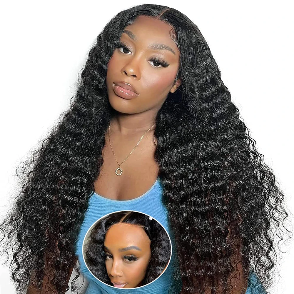Glueless Curly Wig Human Hair Ready To Wear And Go Pre Cut Pre Plucked 5x5 Hd - £77.90 GBP+