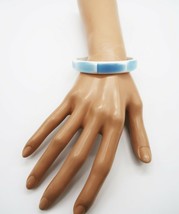 Vintage blue &amp; white luminescent mod style bangle bracelet - £11.98 GBP