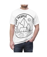 Unisex Black &amp; White Camping Scene &quot;I Hate People&quot; Circle Print Tee - £30.02 GBP+