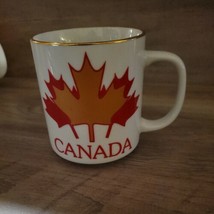 Coffee Mug Banaux Canada Cup Gold Trimmed Triple Maple Leaf - £13.55 GBP