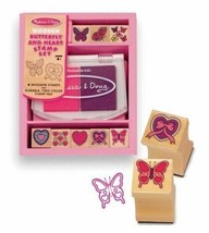 Melissa and Doug Wooden Stamp Set Butterflies And Hearts Ages 4+ Sealed NEW - $10.88