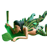 Dewi Sri Rice Goddess Mermaid lady Hanging  Hand Wood C+M 11&quot; GREEN  - $96.72 CAD