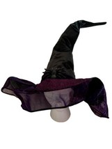 Mystical Floppy Tall Black Purple Sparkle Witch Hat with Spider - £14.87 GBP