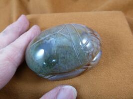 (Y-SCA-713) Green tan jasper Scarab beetle bug gemstone Egyptian bugs fi... - $18.74